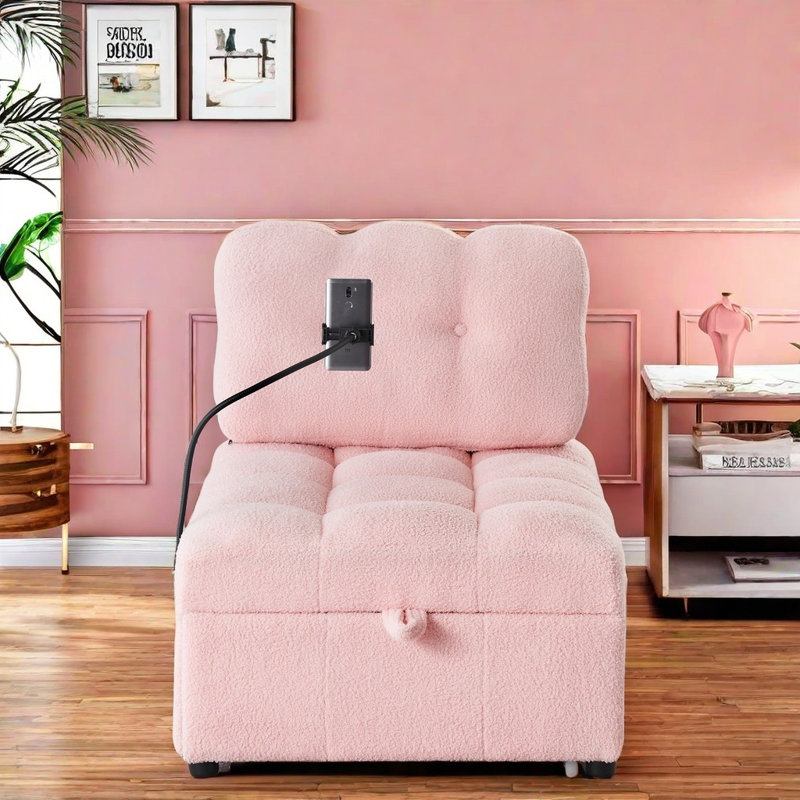 Versatile Multi Function Sofa Chair Sitting And Lying Soft Spring Wrapped Cushions Easy Assembly For Living Room Office Beige